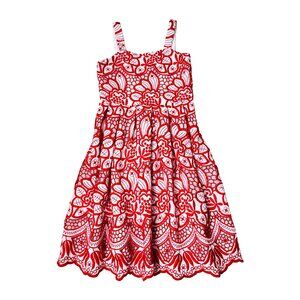 Marlo GIrl Red and White Lace Dress - Size 7-8